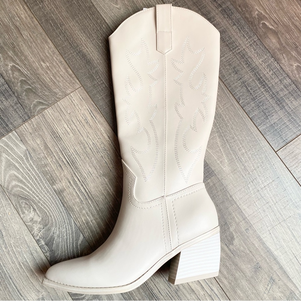 Madden NYC Tall Western Boots Ivory Size 6